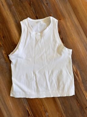 LNDR Player Tank White Ribbed High Neck Sleeveless Top Size XS/S